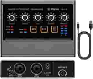 Q-16 Interface de audio,placa de som profissional de canal USB 2.0 DC 5V de alta velocidade, função de monitor para estúdio/gravação musical/jogos/Equipamentos para Gravação Musical