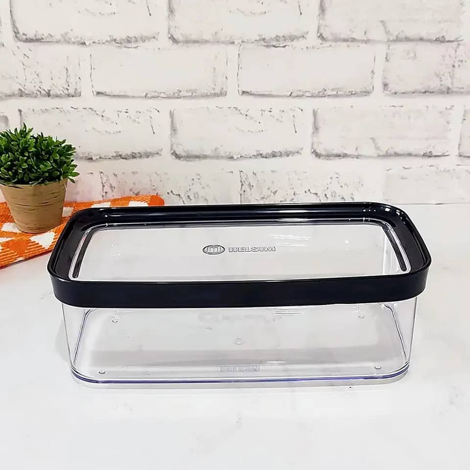 Helsim Pote Hermético para Bolo de Forma (Preto) 1.5L Acrílico Transparente