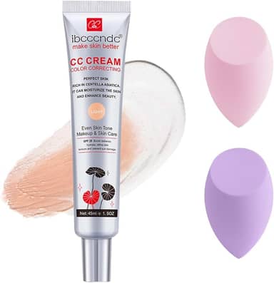 Creme CC corretor de cor, base de creme CC à prova d'água, rica em centella, asiático, base de creme de poros invisíveis e corretivo de poros invisíveis, creme CC hidratante com FPS 740 - 42,5 g (leve