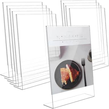 Displays L Expositor,Pacote com 10 Suportes Acrílicos em L Transparentes para Exposição de Produtos A4 (21x30cm),Display Elegante e Versátil para Lojas, Vitrines e Fotografia.