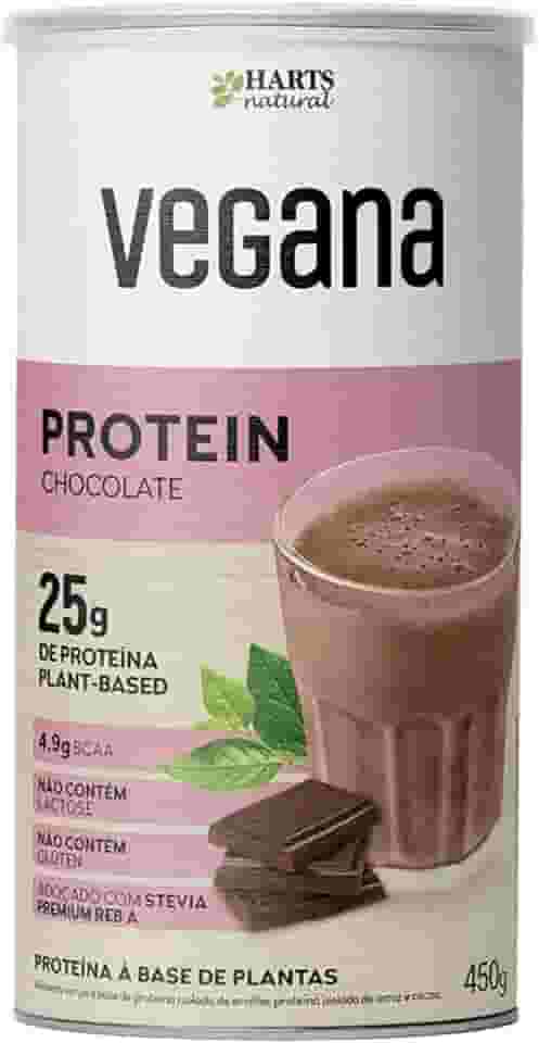 Hart's Natural Proteína Vegana Chocolate 450g, 25g de Proteína Plant-Based por Porção, Zero Açúcar, Sem Glúten, Sem Lactose, 100% Natural e Vegano