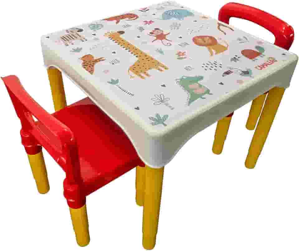 Conjunto Mesa Mesinha Infantil Com 2 Cadeiras Escolar Plástica Camaleão (Animais)