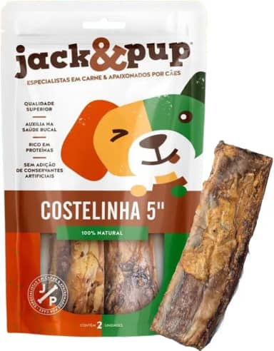 Petisco Costelinha 2un Osso Petisco Natural Para Cachoro Cães Petsl Jack E Pup Costelinha de Boi Saborosa 100% 2 Un Marca Americana Jack&Pup