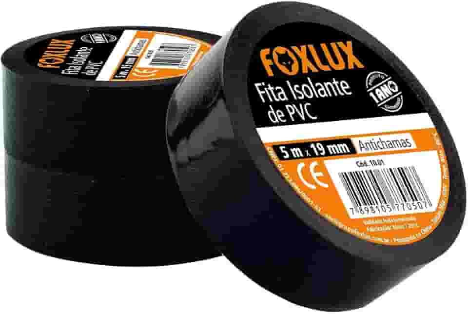 Foxlux Fita Isolante PVC Antichamas 5m x 19mm Preta - 10 Unidades