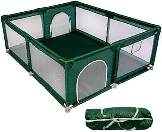 Cercadinho Para Bebês Chiqueirinho Playground Infantil Menino Menina Grande Desmontável Resistente Com Bolsa De Transporte Eloria (verde escuro)