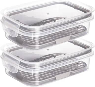 ' Kit 2 Porta Frios Com Escorredor Plastil 500 ml Pote Hermético Com 2 Travas De Segurança Para Transporte De Alimentos Perfeito Para Frios E Petiscos E Com Anel de Vedação Material BPA Free '