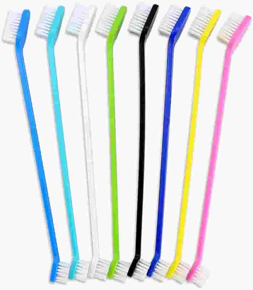 Newday Conjunto de 8 escovas de dentes para cães – escova de dentes de duas cabeças, higiene dental, conveniente e macia para limpar os dentes de animais de estimação, escovas de dentes para cães pequenos a grandes, gatos e a maioria dos animais de estimação, escova de dentes em massa