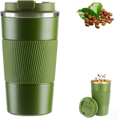 Copo Térmico Inox 500ml Coffee Mugs Café Chá Sucos Bebidas Quentes e Frias com Tampa e Parede Dupla (Verde)