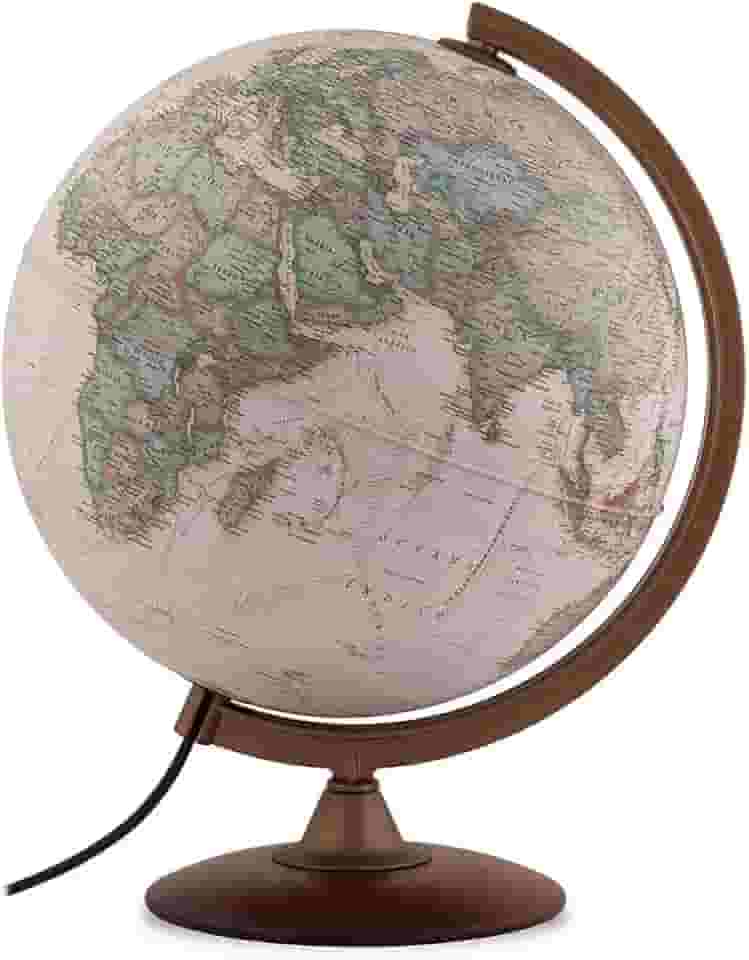 Tecnodidattica – Globo terrestre NATGEO Explorer Executive | Cartografia Físico-Política National Geographic Executive | Base em madeira de faia | Luminoso | Textos em português do Brasil | Diam. 30cm