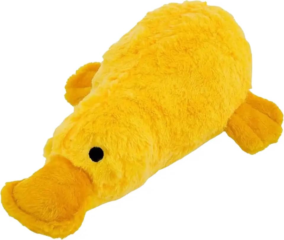 EIDI PETS Brinquedo Pato de Pelúcia com Apito Duplo para Cães, Amarelo, 35cm, Resistente e Interativo