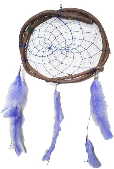 Filtro dos Sonhos, Cipó, Penas Azuis, Artesanal, Decorativo