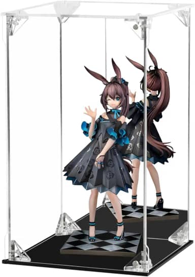 Dezzer vitrine de acrílico para colecionáveis montar caixa de exibição de acrílico transparente com parte traseira espelhada, caixa de vidro alternativa para figuras de ação modelo lego ex