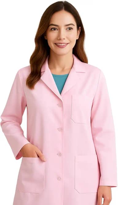 Jaleco Feminino Profissional – Acinturado, com Botões e 3 bolsos frontais