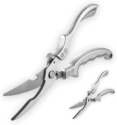 Tesoura de Cozinha Inox Multiuso Profissional 25 CM com Trava de Segurança Cortador Cortar Frango Peixe Legumes Verduras Ossos Carnes Cabo Ergonômico Antiderrapante