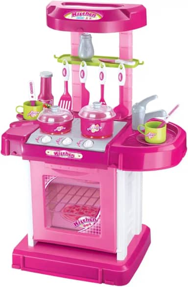Replay Kids Cozinha Infantil Princess Completa Pia Forno e Fogão Com Acessórios Coloridos Efeitos de Luz e Som, Rosa