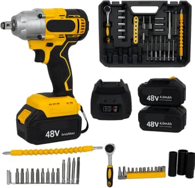 BE PLACE Furadeira e Parafusadeira de Impacto 48V Brushless com 2 Baterias 4.0Ah + Carregador Rápido + Maleta com Acessórios | Kit Completo Profissional