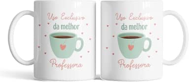 Caneca xicara dia dos professores uso exclusivo professora 25EI (Branco)