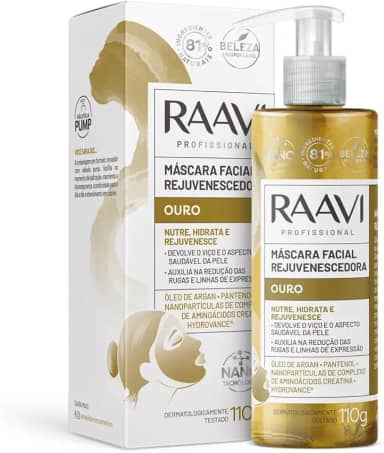 Máscara Facial Rejuvenescedora Ouro Raavi 110g