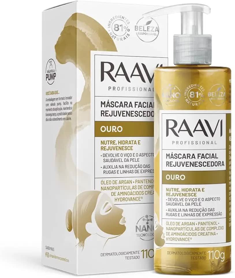 Máscara Facial Rejuvenescedora Ouro Raavi 110g