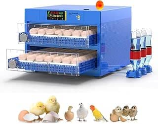 Chocadeira Incubadora Automática 120 Ovos, Bicamada, 110V, com Display LED, Controle de Temperatura e Umidade, Viragem Automática de Ovos, Ajustável para Diferentes Tamanhos de Ovos
