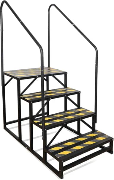 Kinchoix Escadas de trailer de 4 degraus, degraus de banheira de hidromassagem, escada de spa ao ar livre com corrimão duplo, escada de 5ª roda econômica portátil para trailer de viagem, motorhome