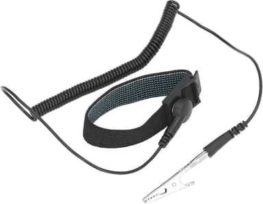 Pulseira antiestática de aterramento com cordão enrolado longo ajustável ESD para reparo de computadores eletrônicos e PC (preto)