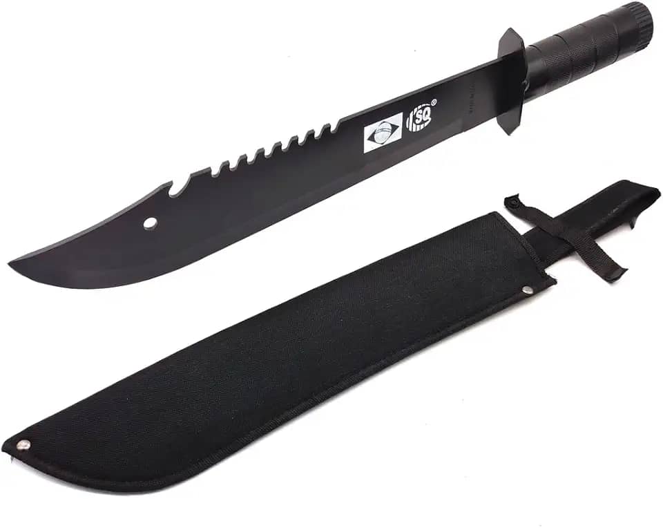 Facão esportivo tático com porta objetos no cabo militar