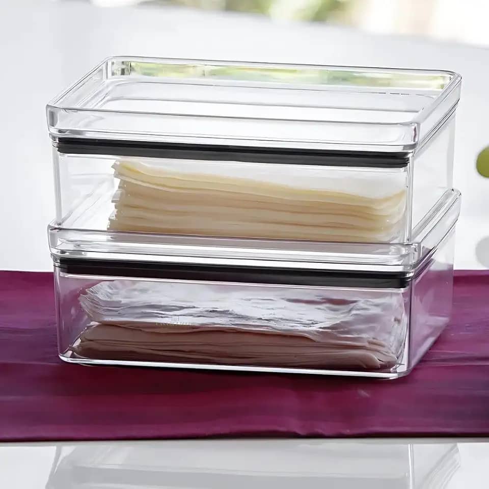 2 Porta Frios Geladeira Pote Hermético Gaveta Acrilico 770ml