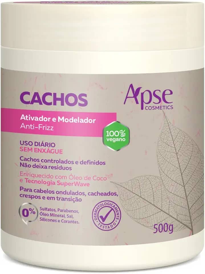 Ativador e Modelador Anti Frizz Cachos 500g, Apse Cosmetics