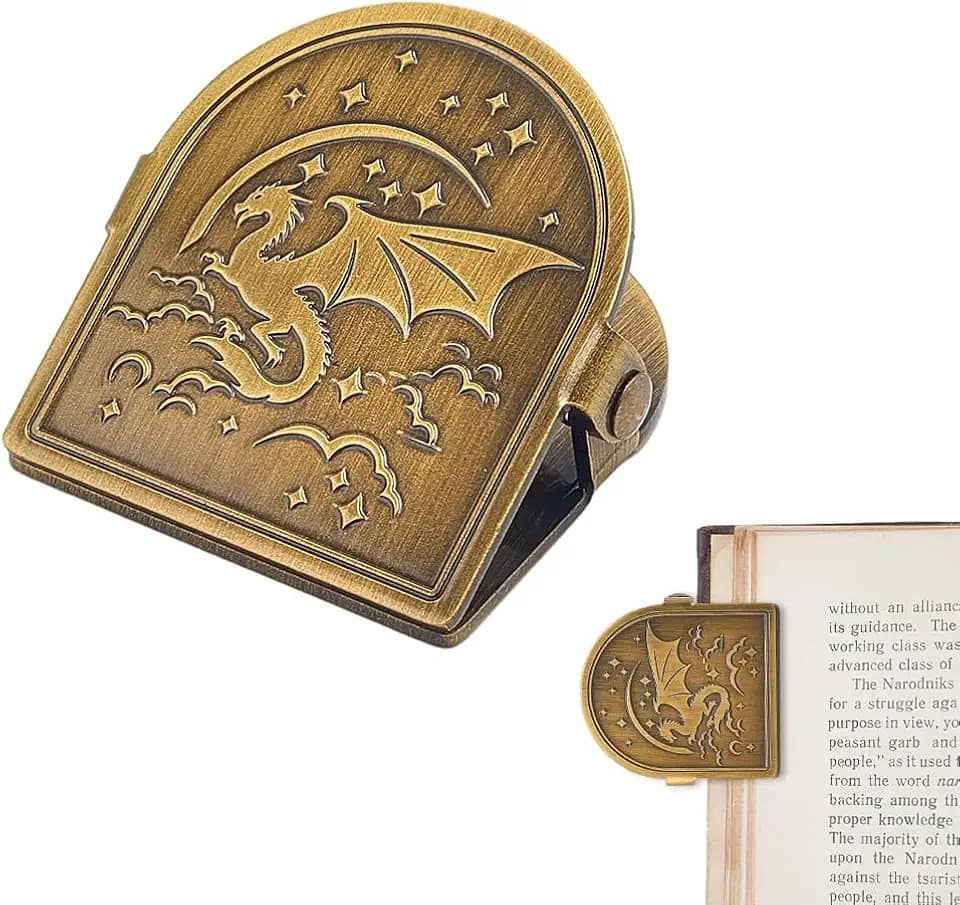 CRASPIRE Clipe de metal vintage dragão diário cilps metal bronze antigo decorativo página fichário grampo retro suporte de arquivo marcador de página para notebook TN viajantes arte diário leitura