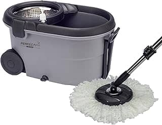 Perfect Pro, Mop Giratório, Move, Mop com Angulação de Aço Inox, Para Qualquer Tipo de Piso, Centrífuga 360 com Cesto em Inox, Não Risca, Nem Solta Fiapos, Cinza