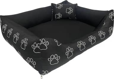 Cama Caminha para Pet Cachorro Gato Grande 70x60 com Zíper Lavável e Fundo Impermeável (Patinhas)