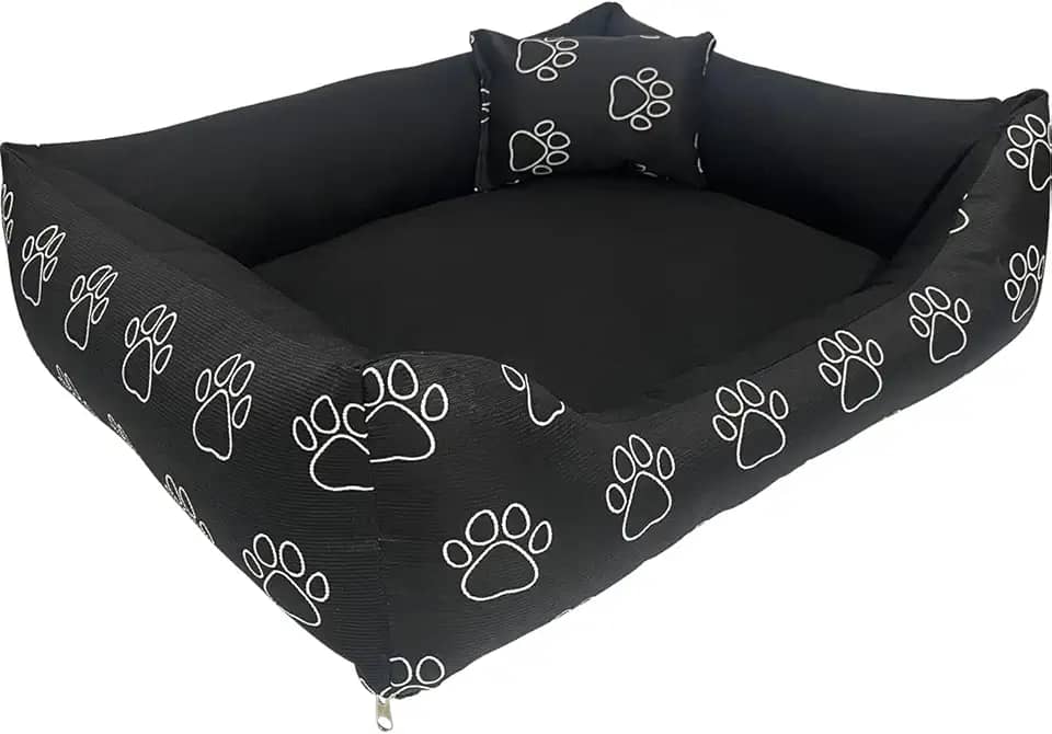 Cama Caminha para Pet Cachorro Gato Grande 70x60 com Zíper Lavável e Fundo Impermeável (Patinhas)