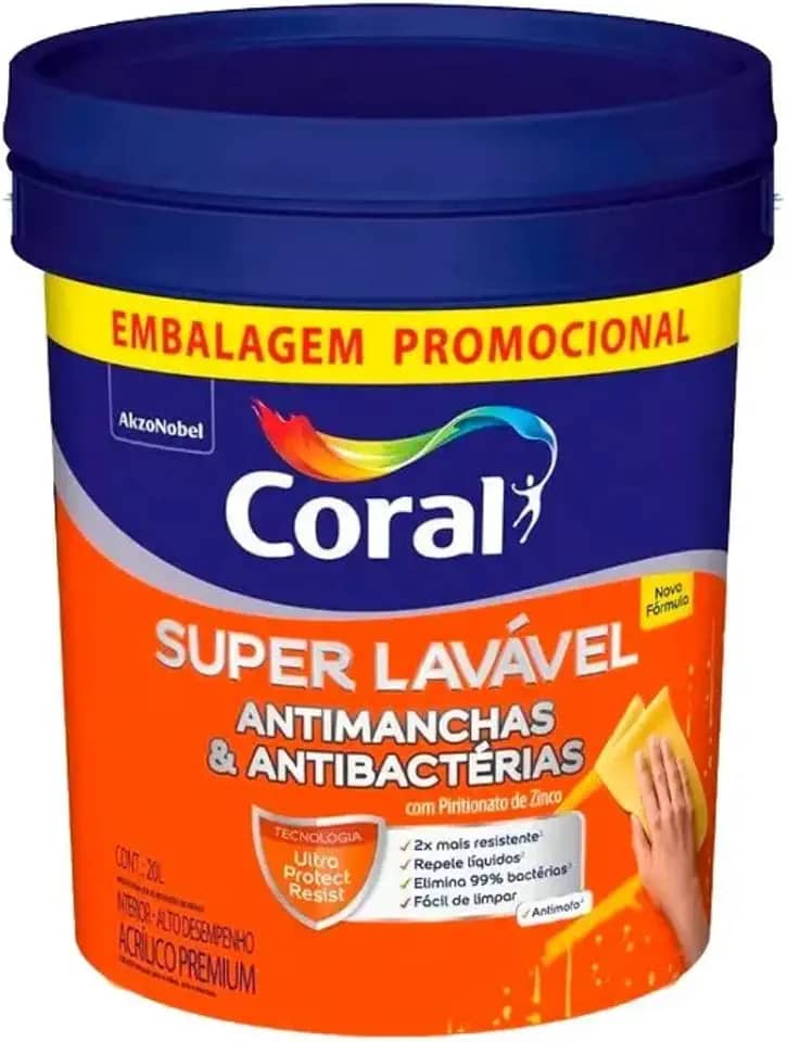 Tinta Acrílica Premium Coral Super Lavável 20L Branco