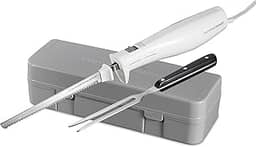 Hamilton Beach Faca elétrica para esculpir carnes, aves, pão, espuma de artesanato e muito mais, com lâminas de aço inoxidável serrilhadas alternativas, design ergonômico, estojo de armazenamento e