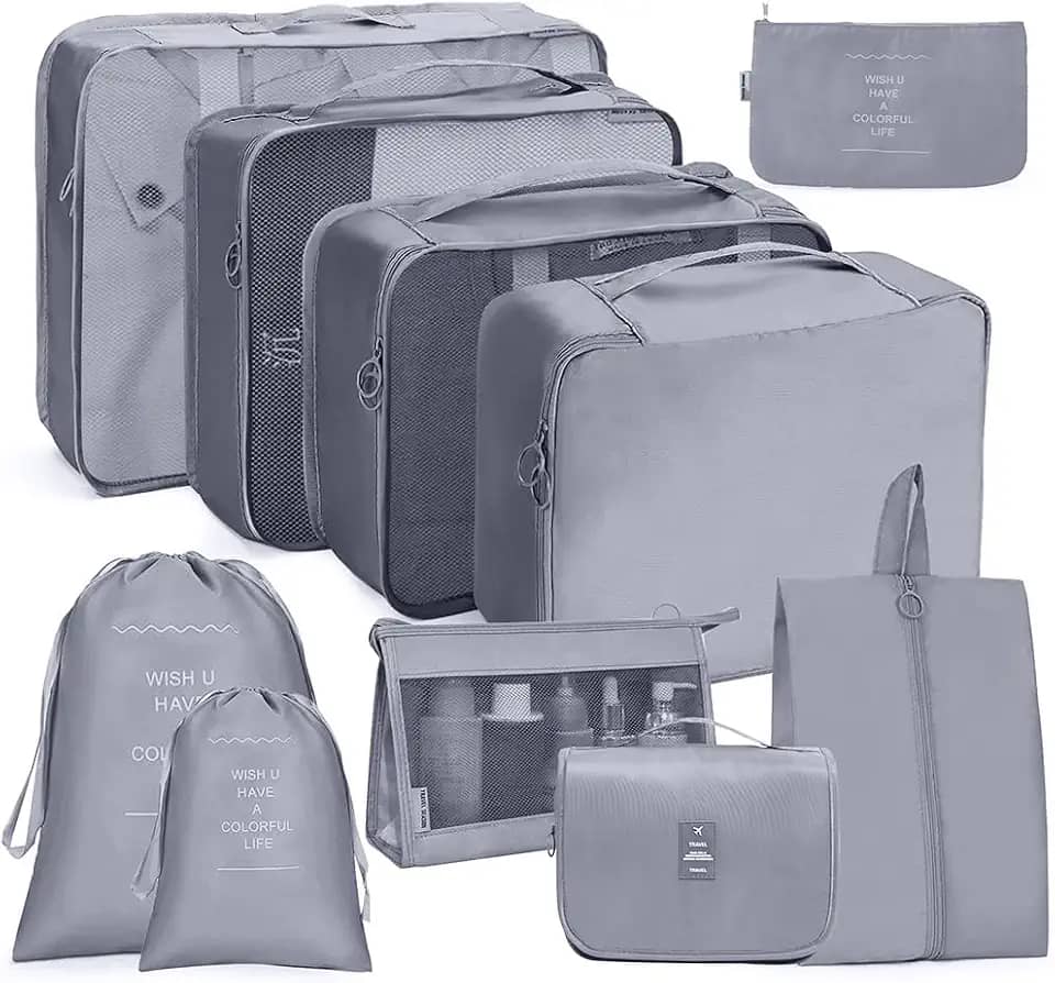 Conjunto de 10 Peças, Organizador de Mala, Kit Viagem, Kit Organizador de Malas Para Viagem, Organizador de Malas Para Viagem, Viagem, Organizador Mala