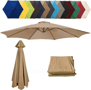Dossel de substituição para guarda-sol, 16,5/8,8/3 m, 3 m, pano de substituição para guarda-sol de jardim, capa de tecido, para mesa de quintal, jardim, praia, quintal (cor: cáqui, tamanho: 200c