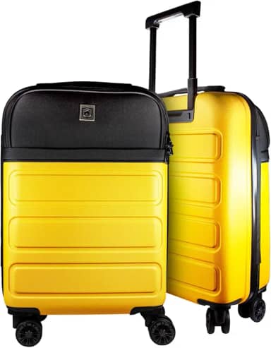 Mala de Viagem Armor em ABS com Bolso Rodinhas 360º Leve e Resistente (Amarela, Mala de Bordo - 33 Litros)