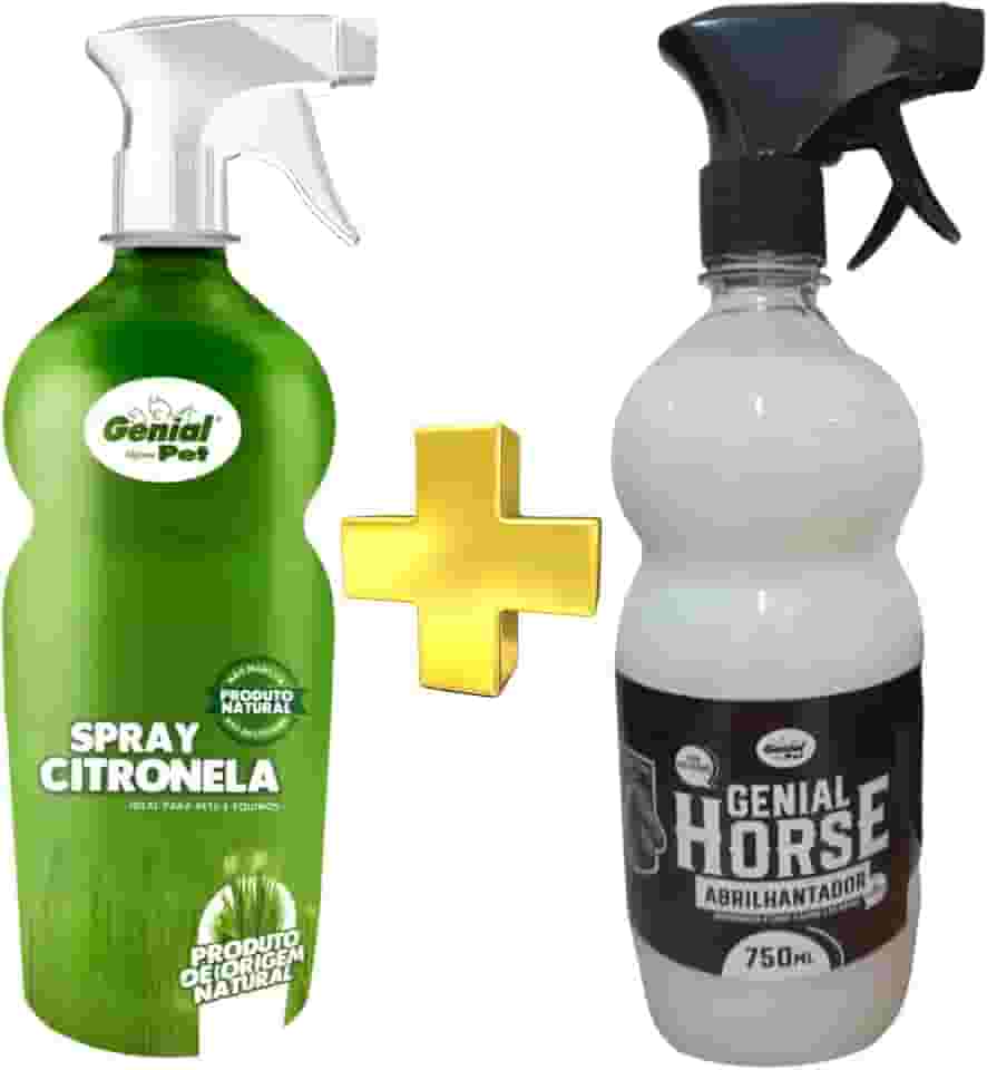 Kit Spray Repelente Citronela P/Cavalos E Boi + Abrilhantador De Crina - Profissional Genial Horse