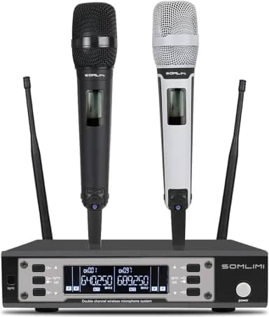 SOMLIMI original EW135G4 Sem Fio Microfone Profissional para Cantares Performances dePalco Karaoke Conferenciada lgreja Palestr (135-Black and White)