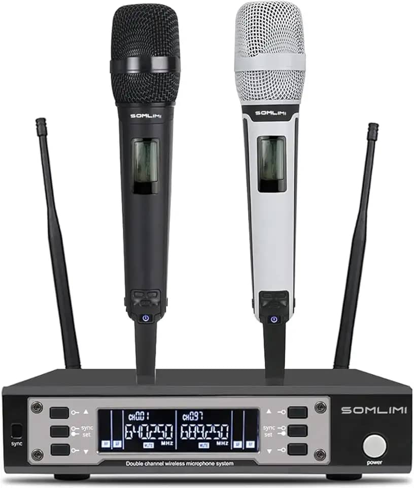 SOMLIMI original EW135G4 Sem Fio Microfone Profissional para Cantares Performances dePalco Karaoke Conferenciada lgreja Palestr (135-Black and White)