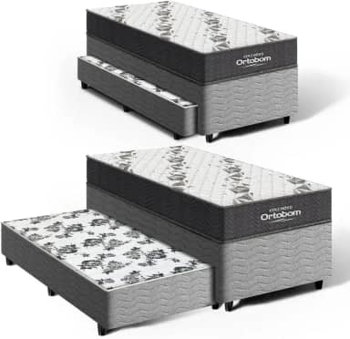 Cama Box Solteiro + Colchão de Espuma D33 Ortobom Airtech 100 + Auxiliar de Espuma Unique