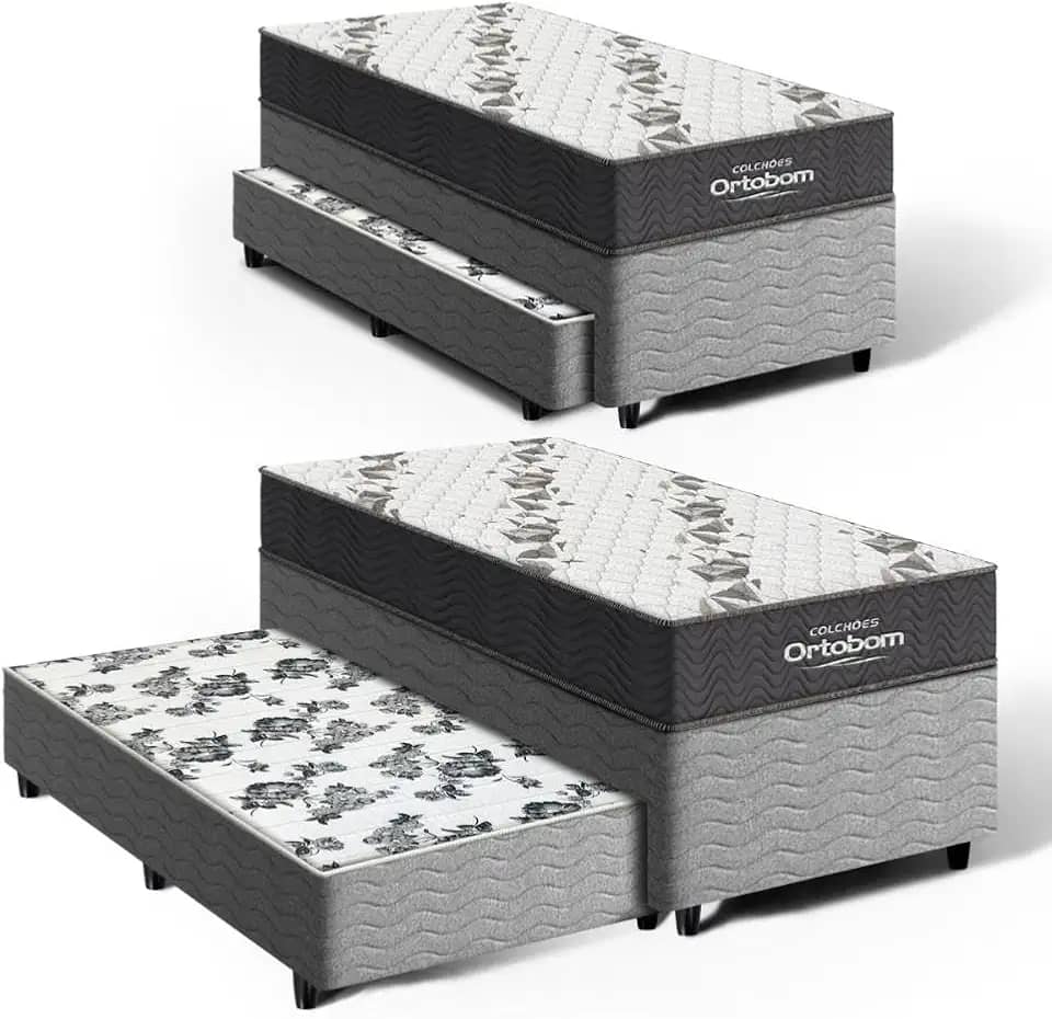 Cama Box Solteiro + Colchão de Espuma D33 Ortobom Airtech 100 + Auxiliar de Espuma Unique