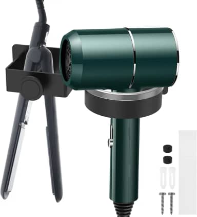 Suporte de parede para alisador de cabelo, suporte de secador de cabelo, suporte de parede adesivo, organizador de ferramentas de cabelo, suporte de parede para chapinha, modelador de cabelo, secador