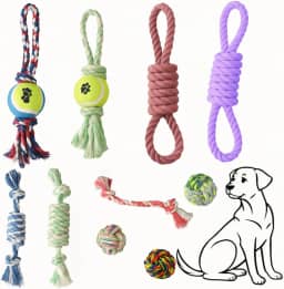 Brinquedo Pet Combo 5 Peças, Resistente, Antiestresse, Alivia Ansiedade de Cachorros, Cores Sortidas Mordedor Corda Interativo,