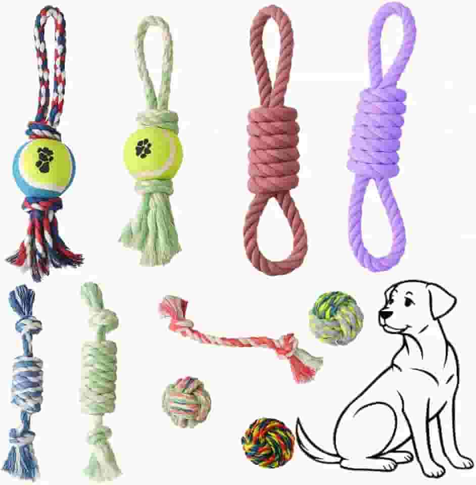 Brinquedo Pet Combo 5 Peças, Resistente, Antiestresse, Alivia Ansiedade de Cachorros, Cores Sortidas Mordedor Corda Interativo,