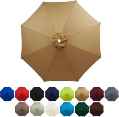 Cobertura de substituição para guarda-sol de 2 m/2,7 m, capa de substituição para guarda-chuva de pátio, 6/8 costelas para mesa ao ar livre, jardim, praia, piscina