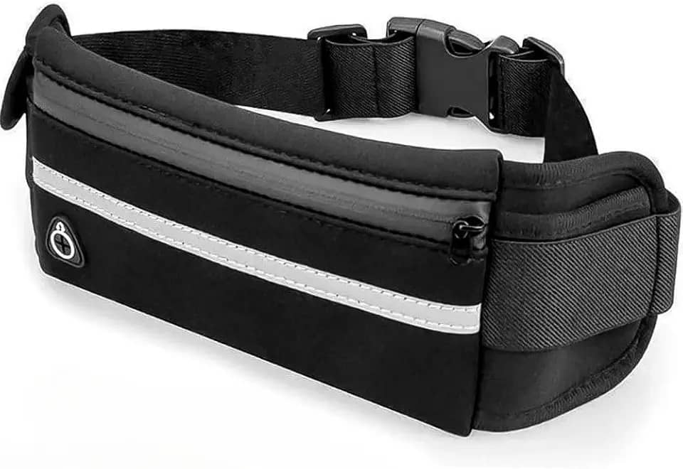 Pochete Esportiva Slim Fitness Cintura Antifurto para Caminhada Corrida Academia Bike Porta Celular Cinta Lazer Documento Doleira Feminina Masculina Impermeável Premium (Preto)