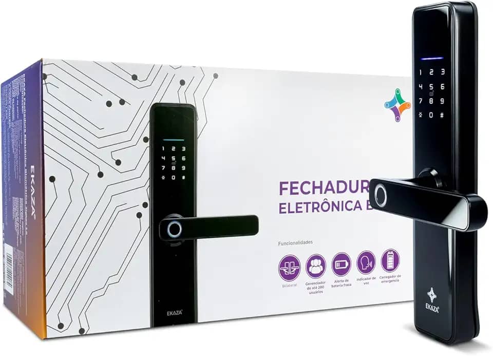 EKAZA Fechadura Digital Biométrica Inteligente com Senha, de Embutir, Uso Interno, Wi-fi PRO – T229