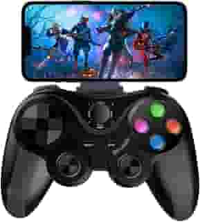 Controle Bluetooth para Celular, iOS, Android, PC, Suporte Integrado, Gamepad Recarregável com Joystick Ergonômico, Compatível com Smart TVs, Jogos Mobile, Ideal para Jogos e Aplicativos G7 (Preto)